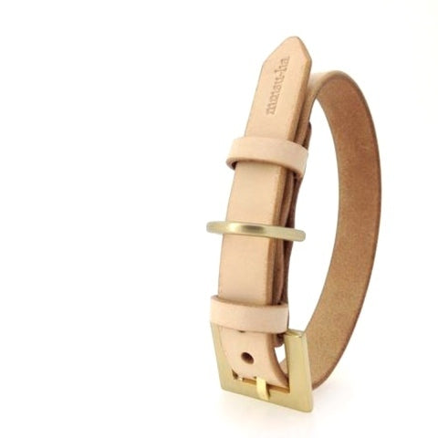 LEATHER COLLAR 18mm【ナチュラル×GOLD】