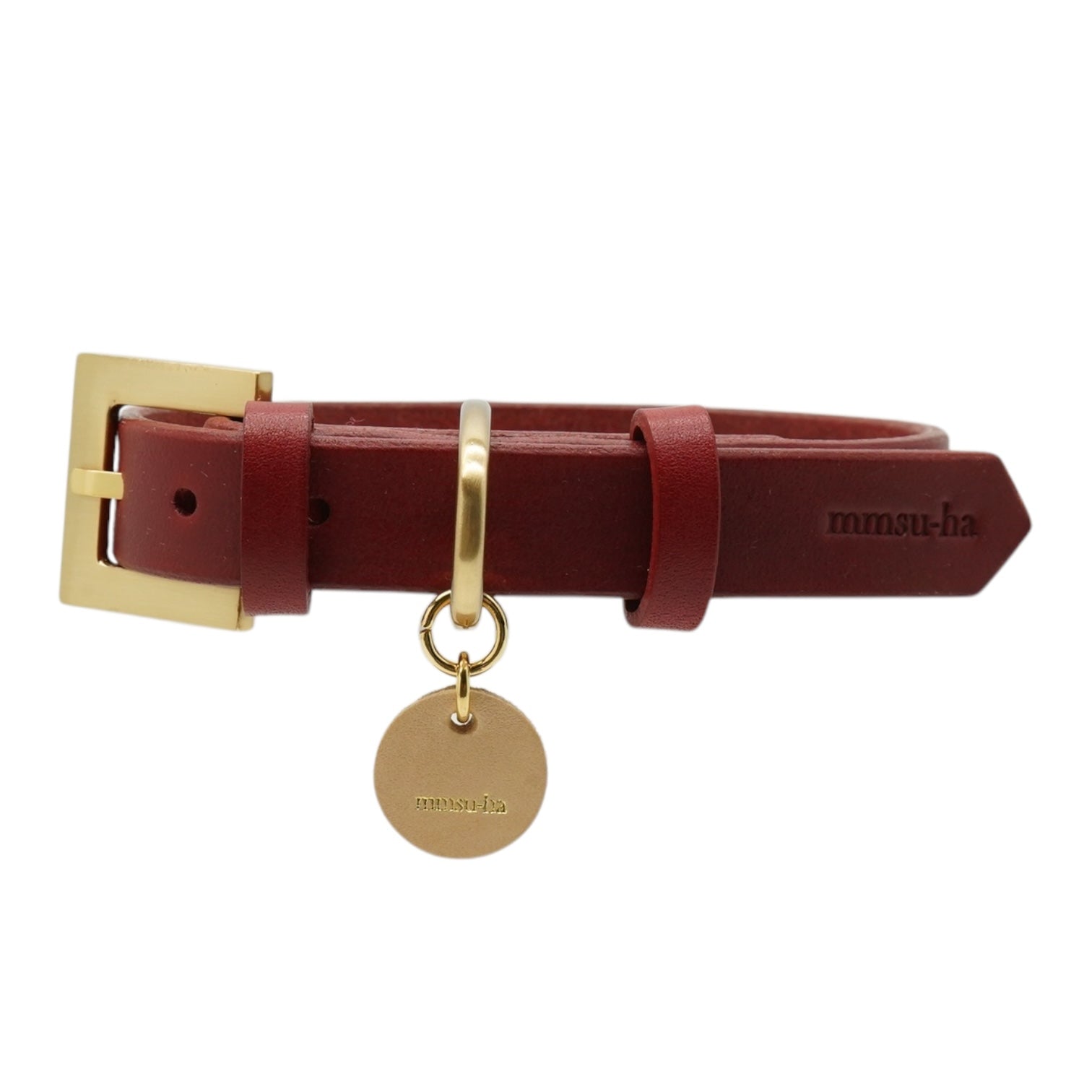 LEATHER COLLAR 18mm【レッド×GOLD】