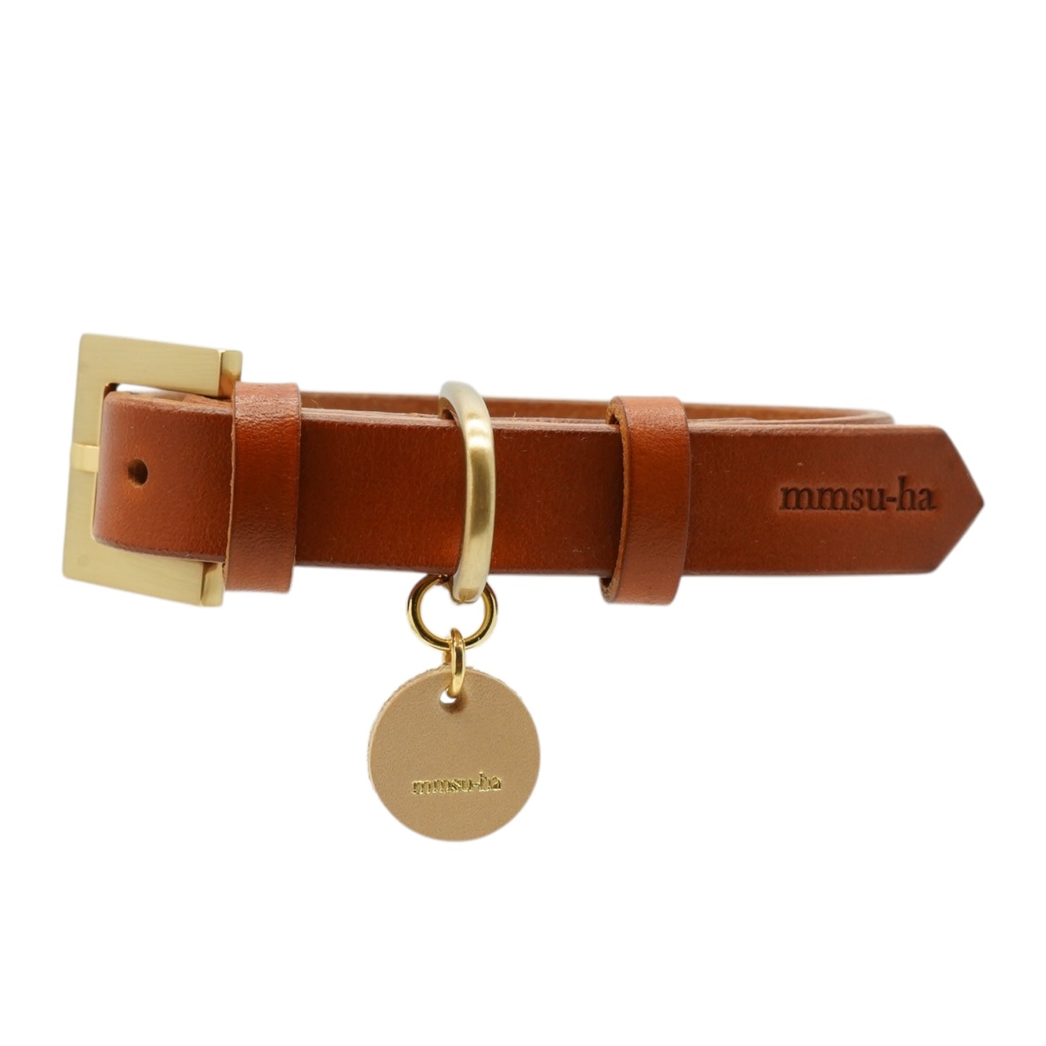 LEATHER COLLAR 18mm【ブラウン×GOLD】